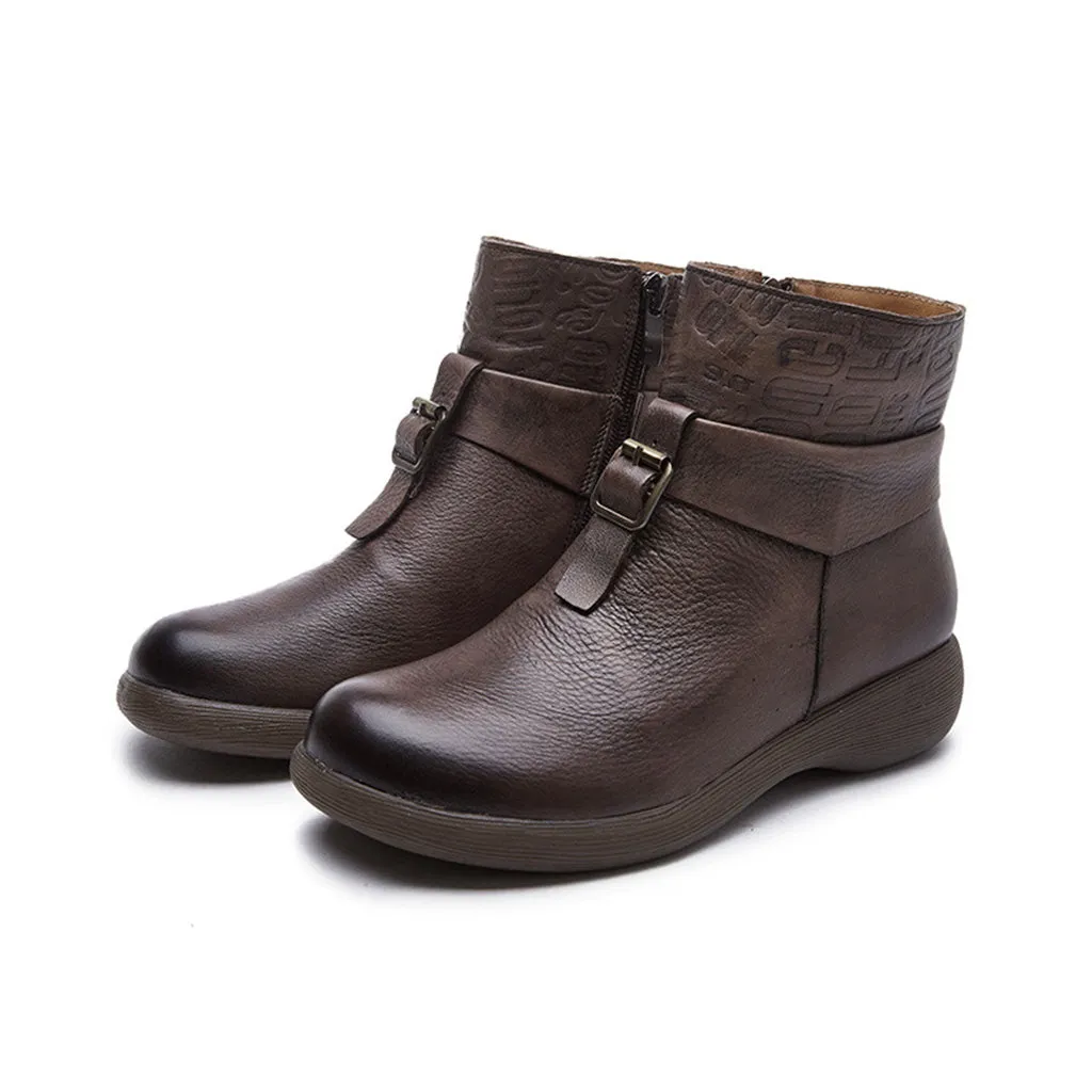 Retro Handmade Casual Leather Short Boots | Gift Shoes