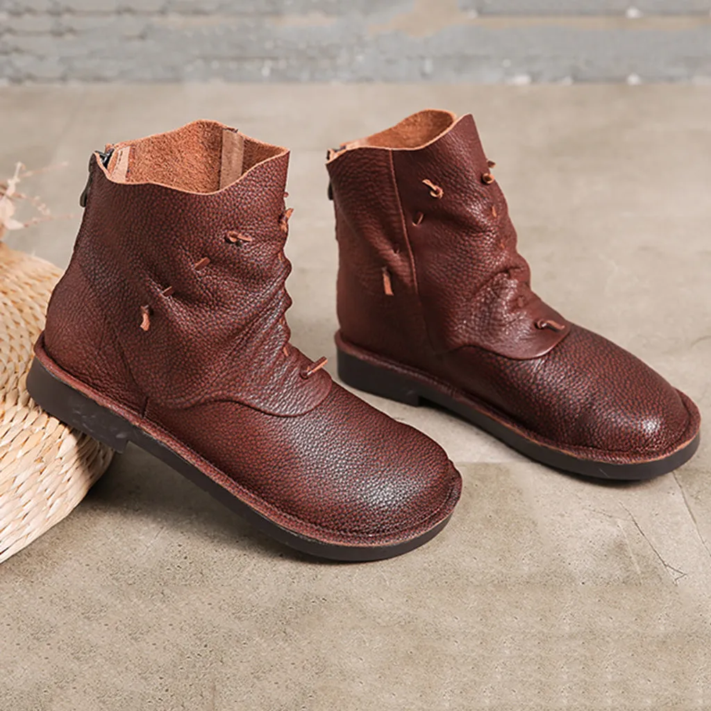 Retro Handmade Leather Casual Short Boots | Gift Shoes