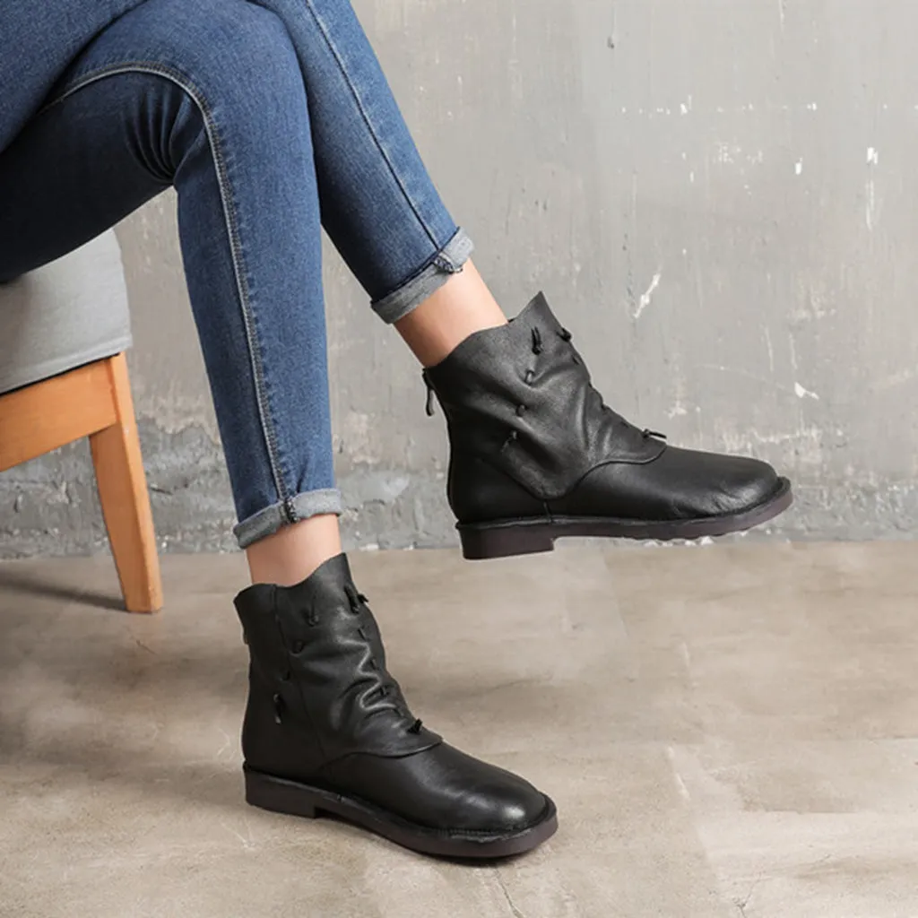 Retro Handmade Leather Casual Short Boots | Gift Shoes