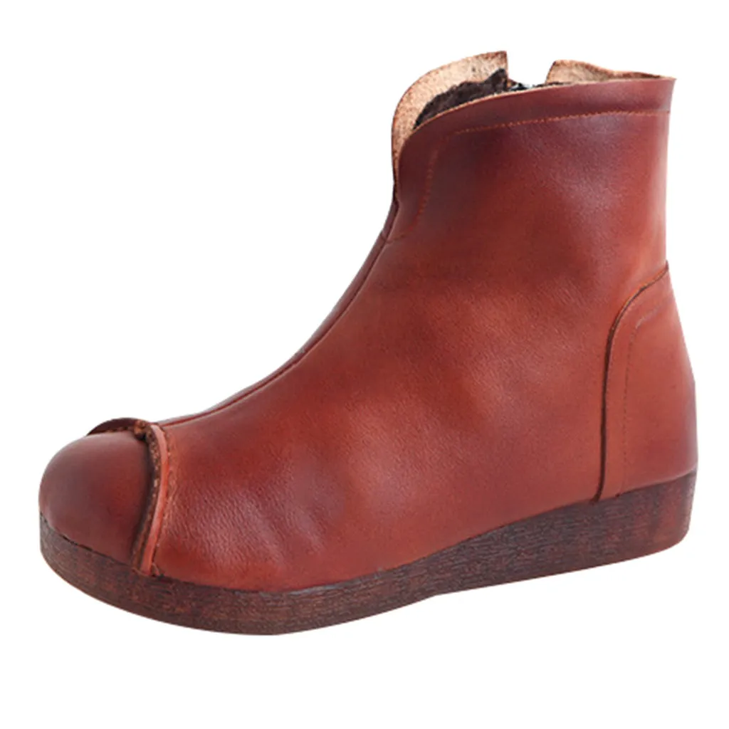 Retro Leather Handmade Casual Ankle Boots | Gift Shoes