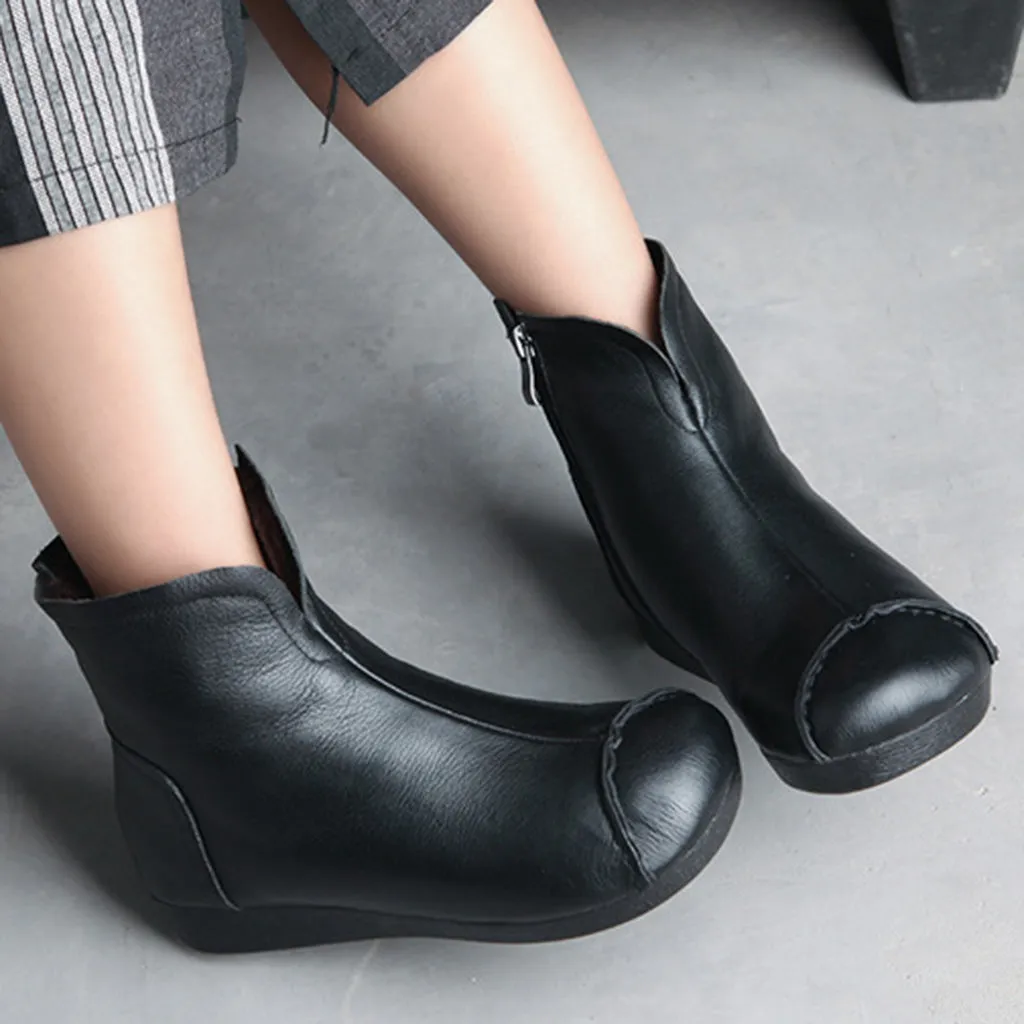 Retro Leather Handmade Casual Ankle Boots | Gift Shoes