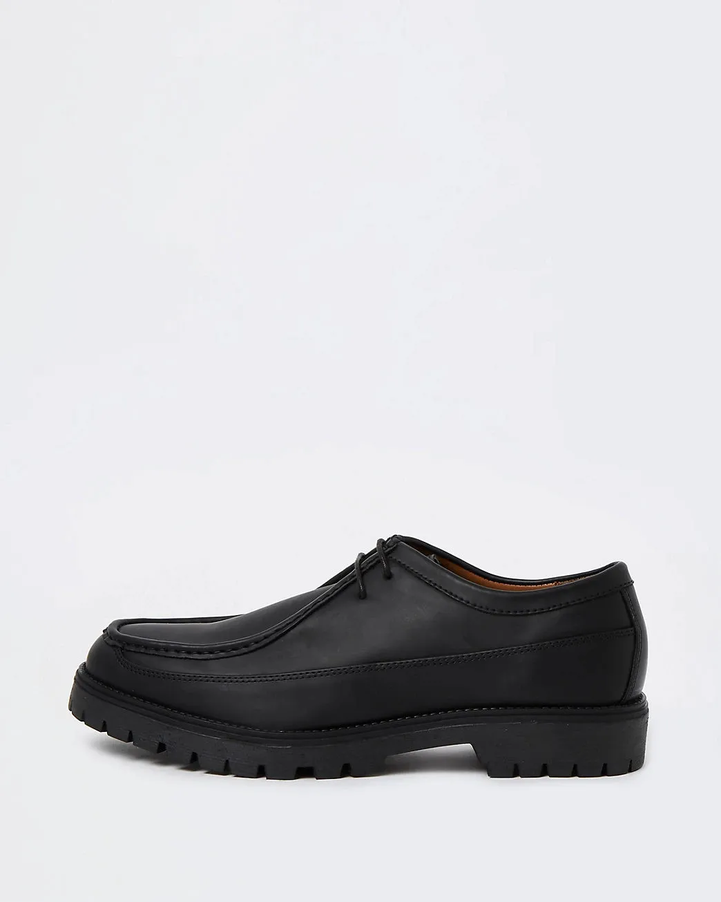 River Island Black Stitch Detail Lace Up Mens Shoes