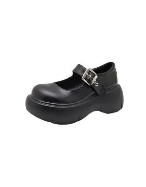 Round Toe Single Buckle Platform Chunky Mary Janes