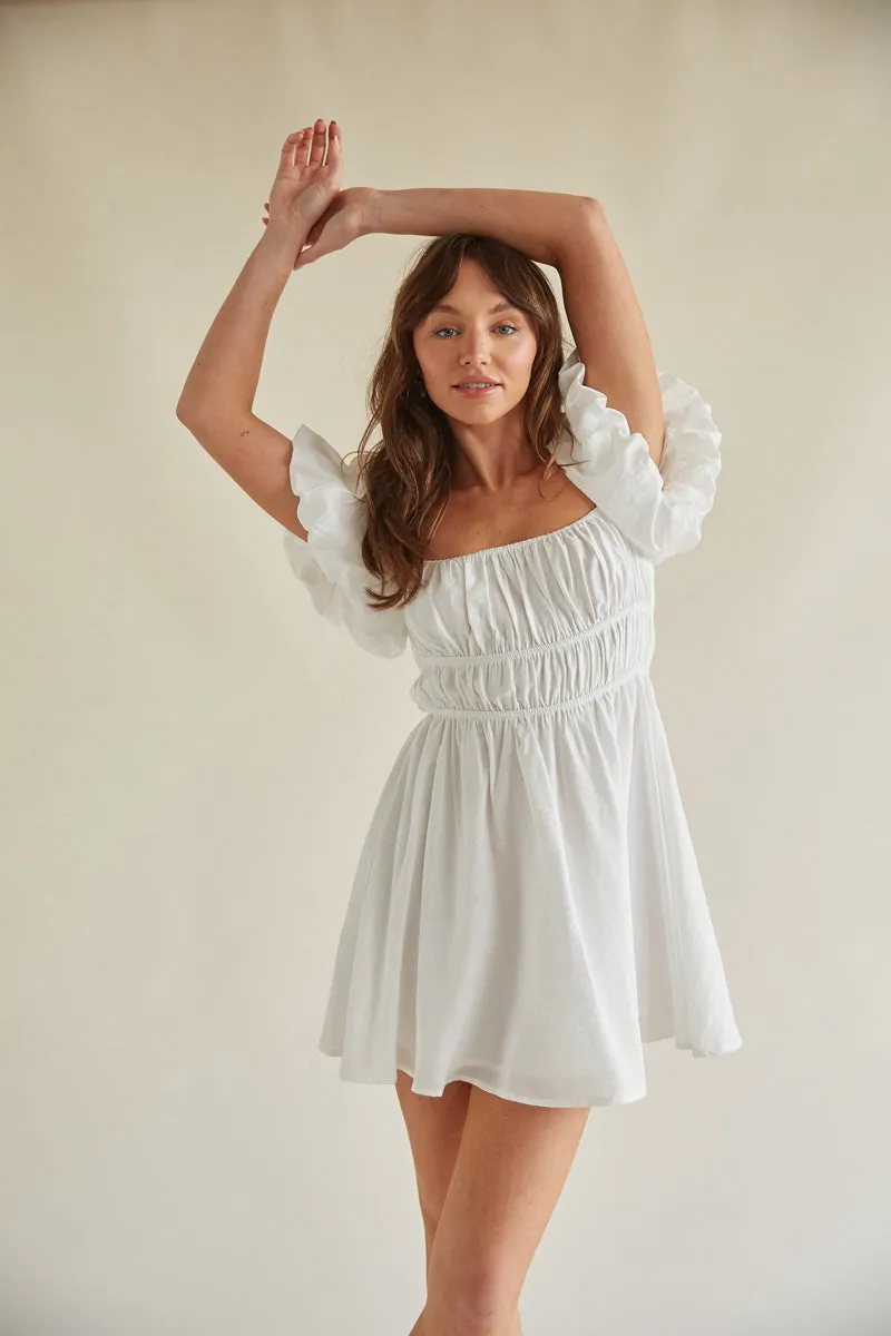 Santal Puff Sleeve Babydoll Mini Dress