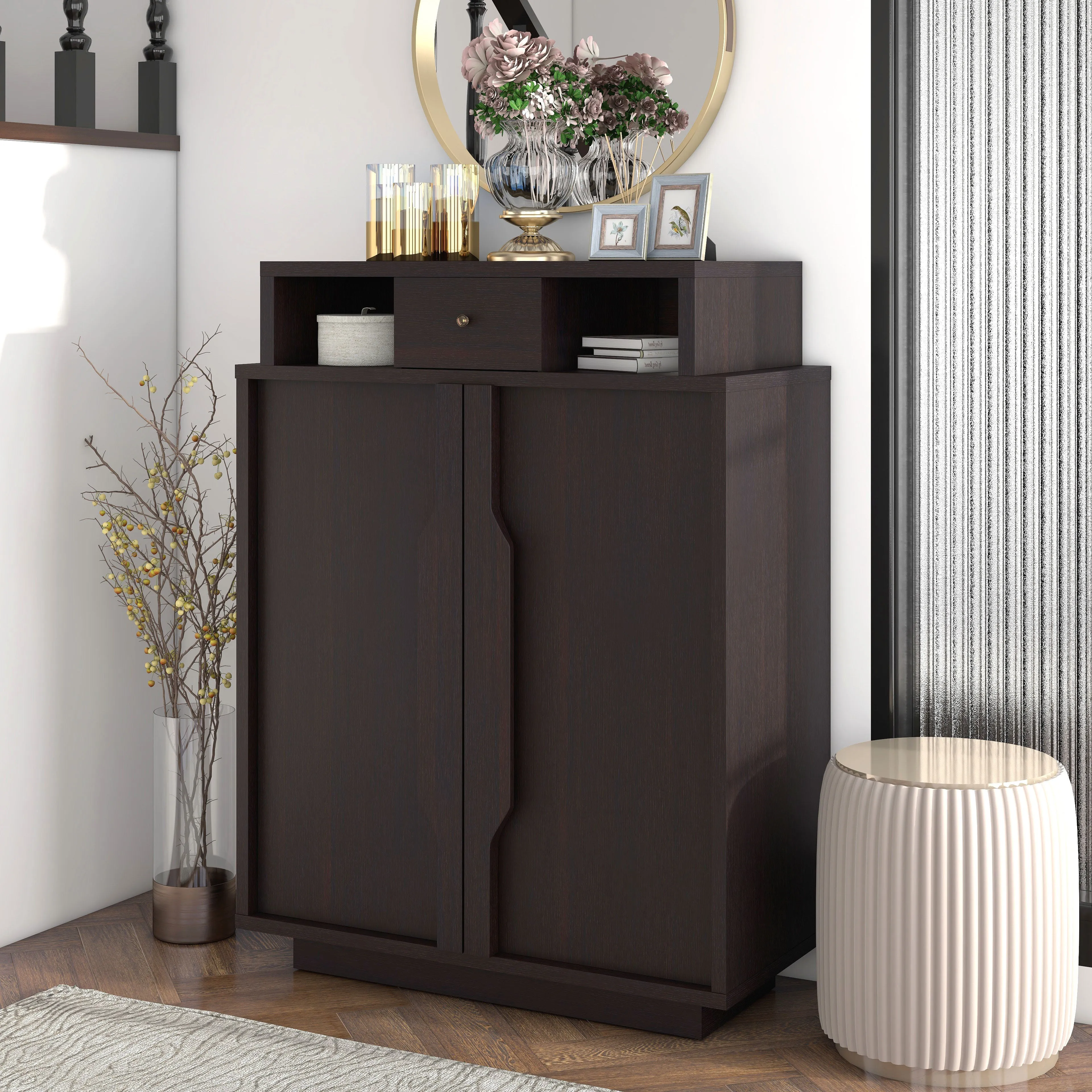 Saxson Espresso Multi-Storage Shoe Cabinet