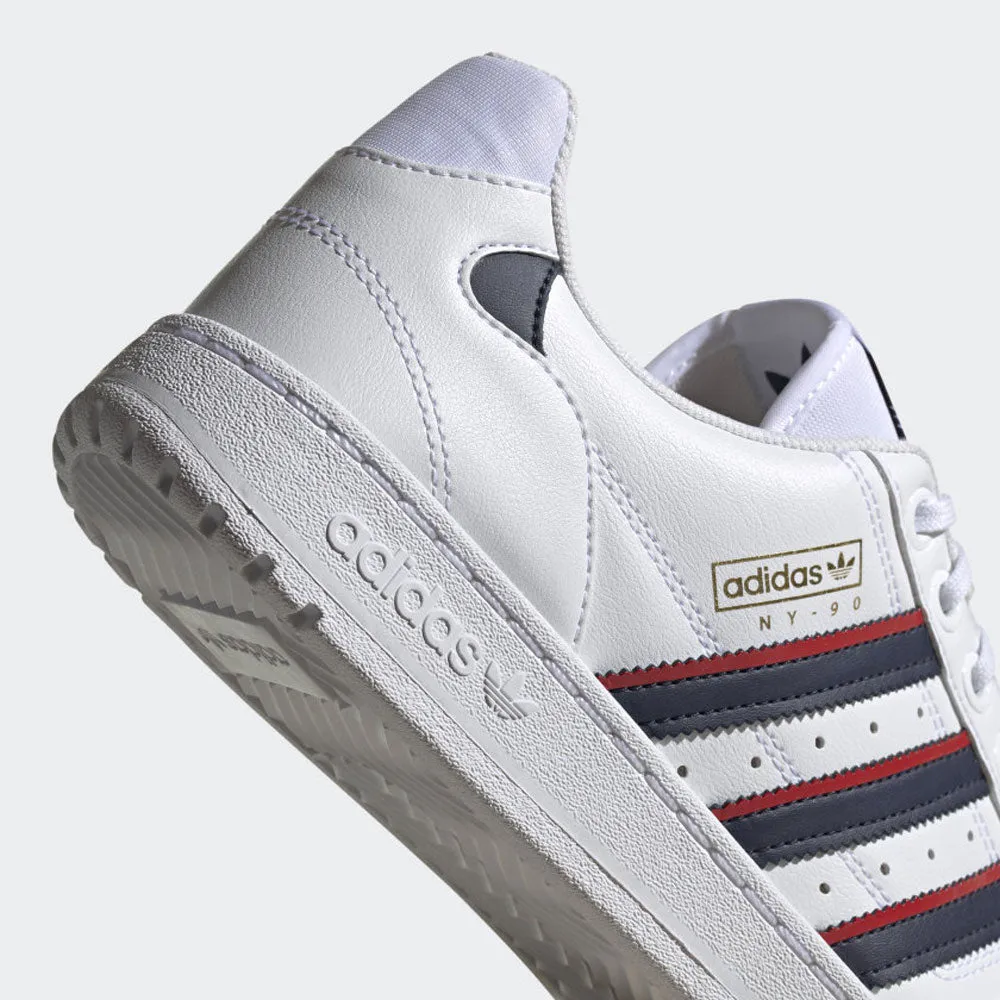 Scarpe ADIDAS Sneakers linea NY 90 Stripes in Pelle Bianco Blu e Rosso