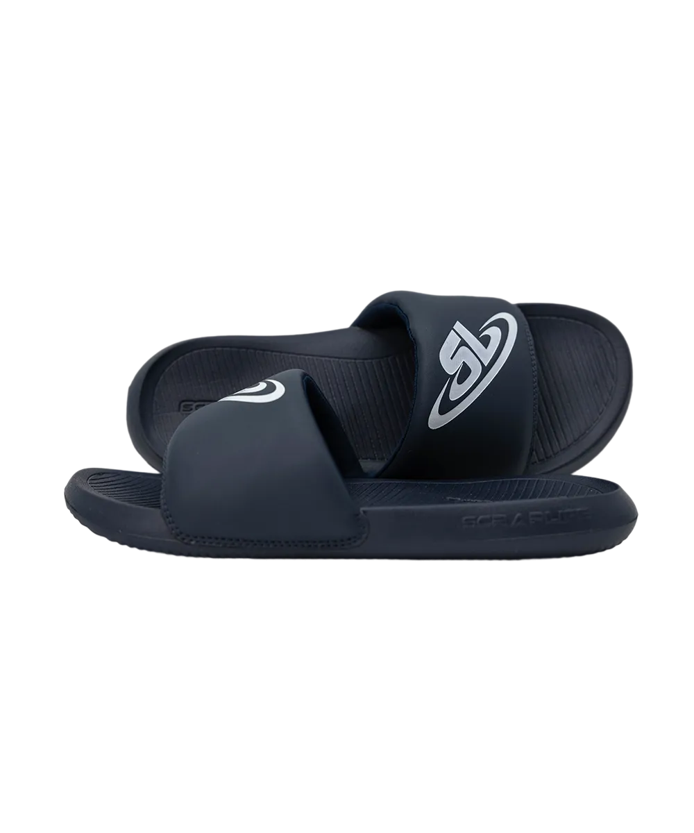 ScrapLife Sport Slides - Navy With White Logo Wrestling Shoes