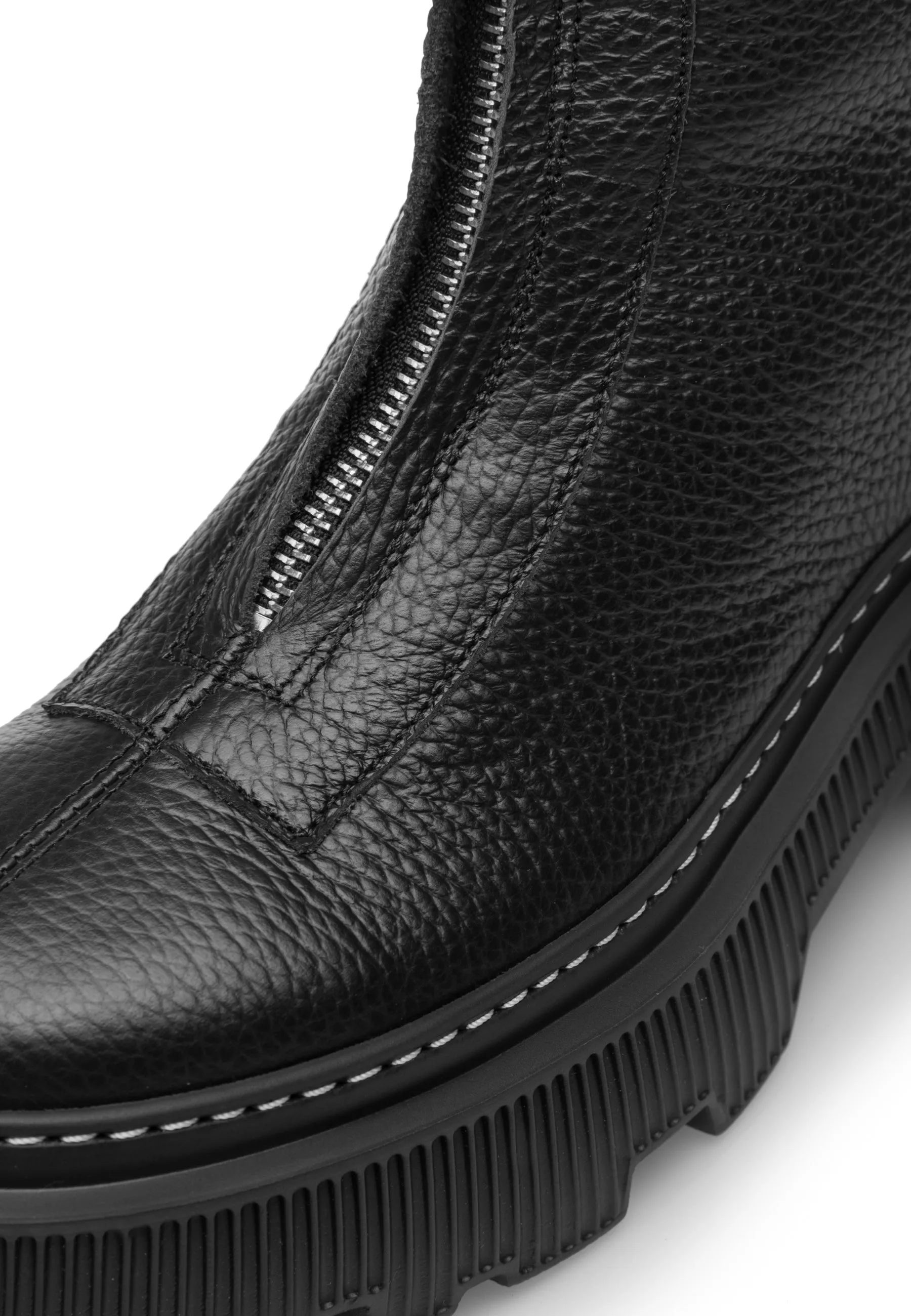 Shane Black Front Zip Leather Boots