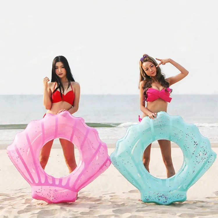 Shell Shape Inflatable Swimming Ring Lifesaving Ring Axillary Ring, Size: M,80x90cm(Pink)