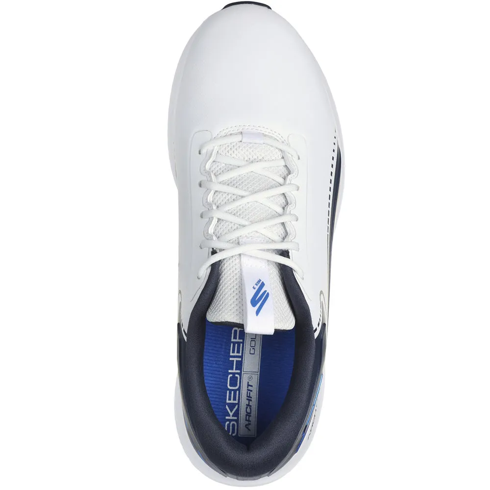 Skechers Go Golf Max 3 Spikeless Waterproof Shoes - White/Navy/Blue