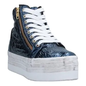 Sky-High Metallic Blue Platform Sneakers