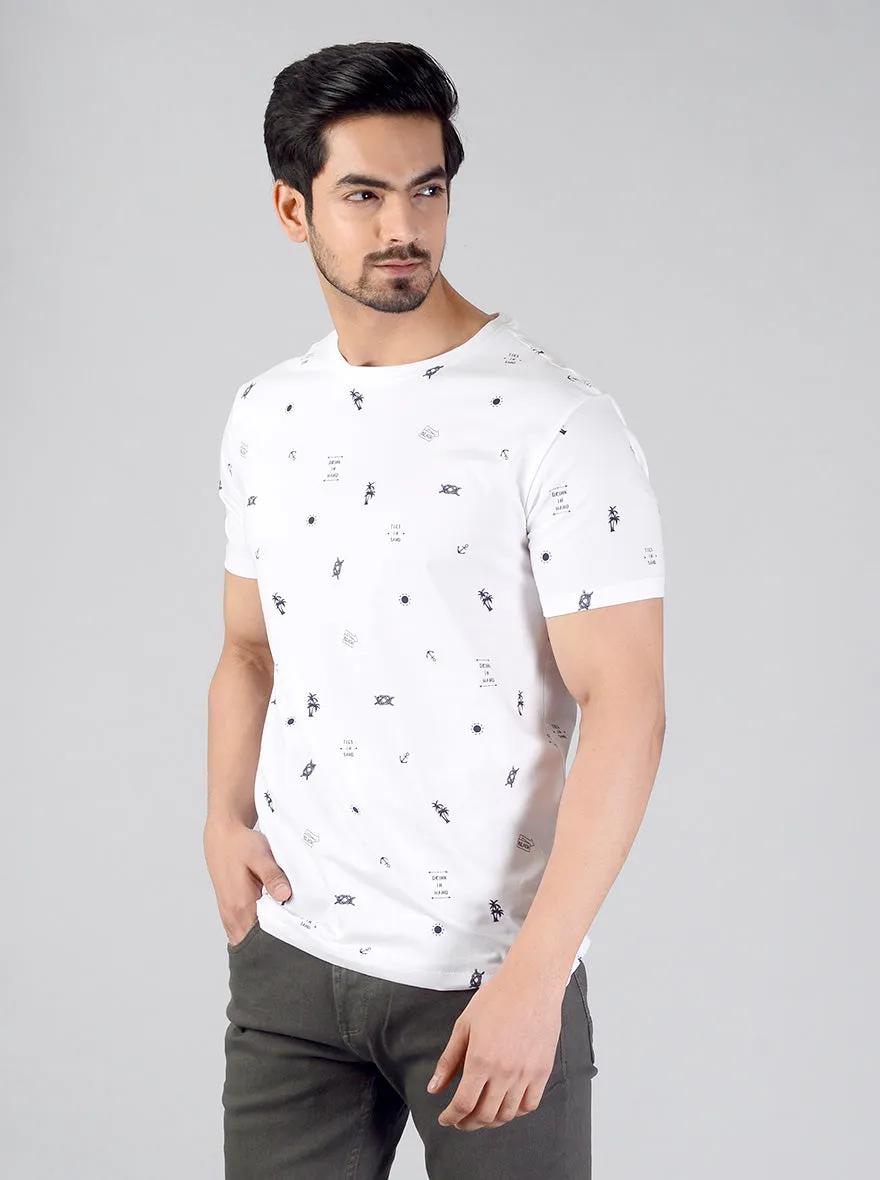 Snow White Printed Slim Fit T-shirt | JadeBlue