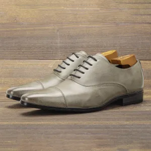 Solid Grey Lace-Up Oxfords Shoes