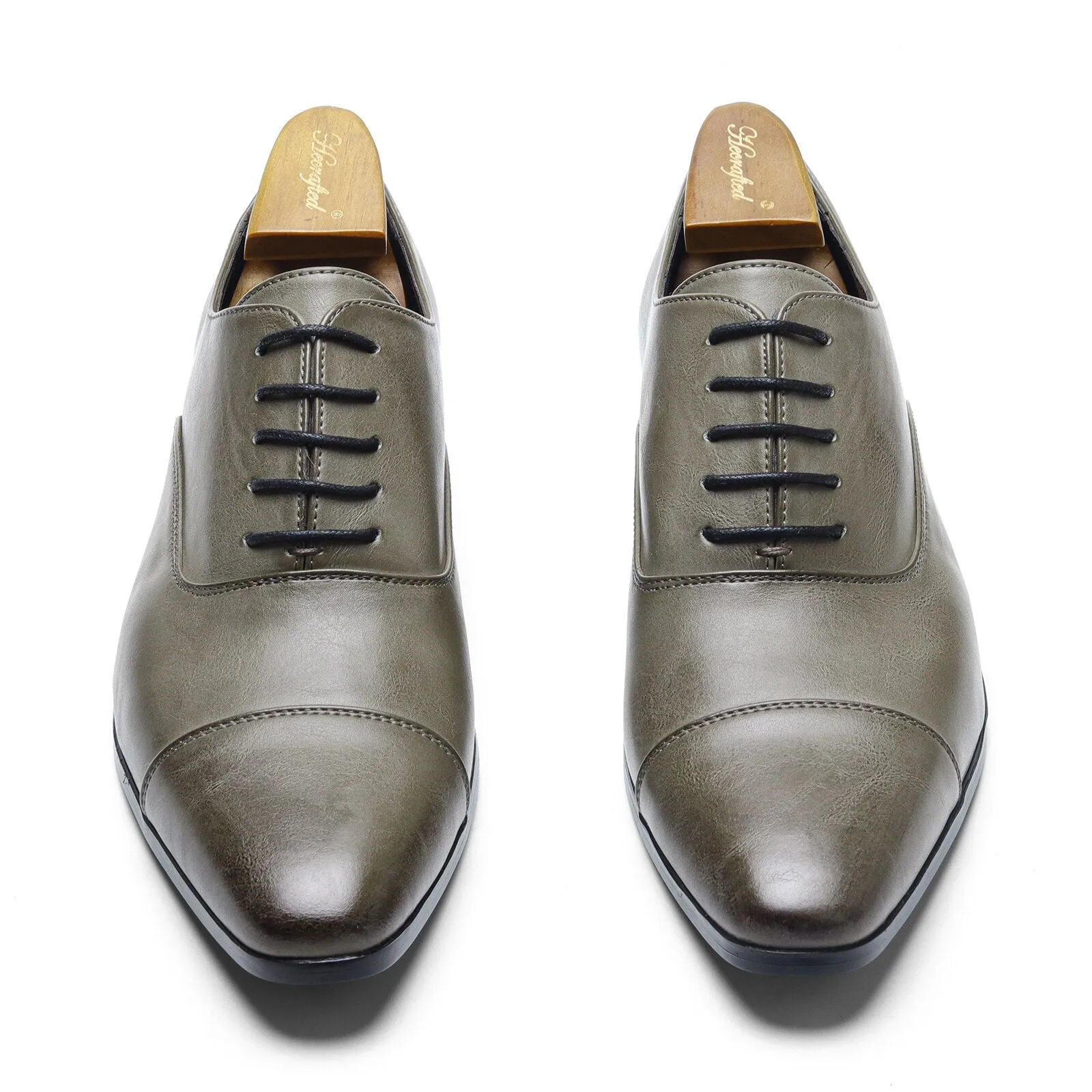 Solid Grey Lace-Up Oxfords Shoes