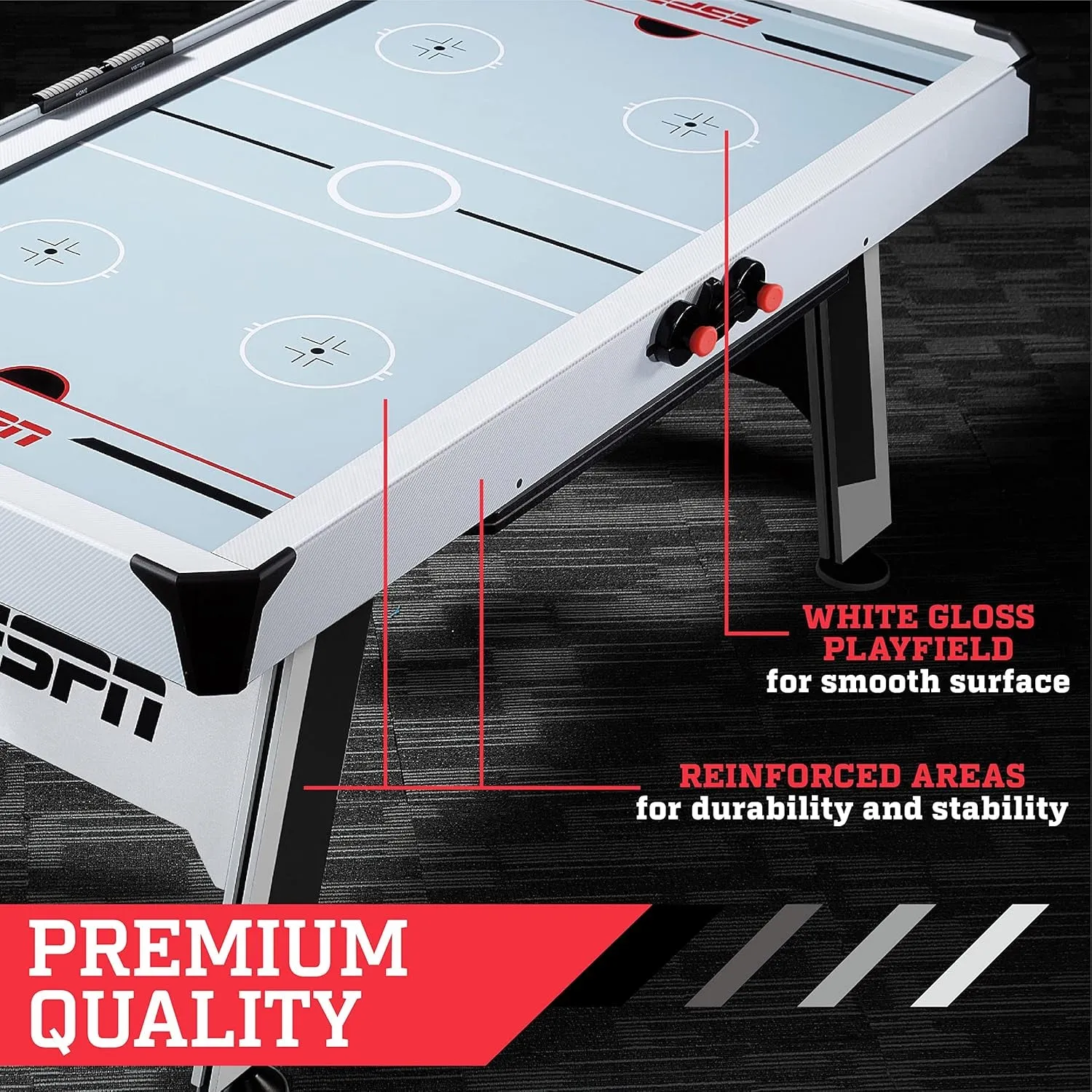 Sports Air Hockey Game Table: 72 Inch Indoor Arcade Gaming Set with Electronic Overhead Score System, Sound Effects