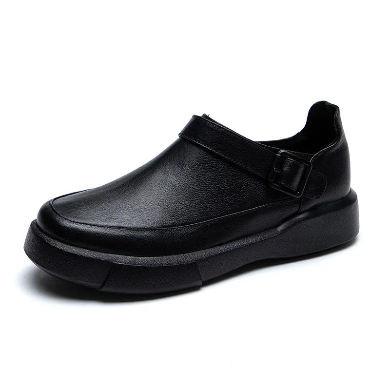 Spring Leather Casual Women Black Shoes