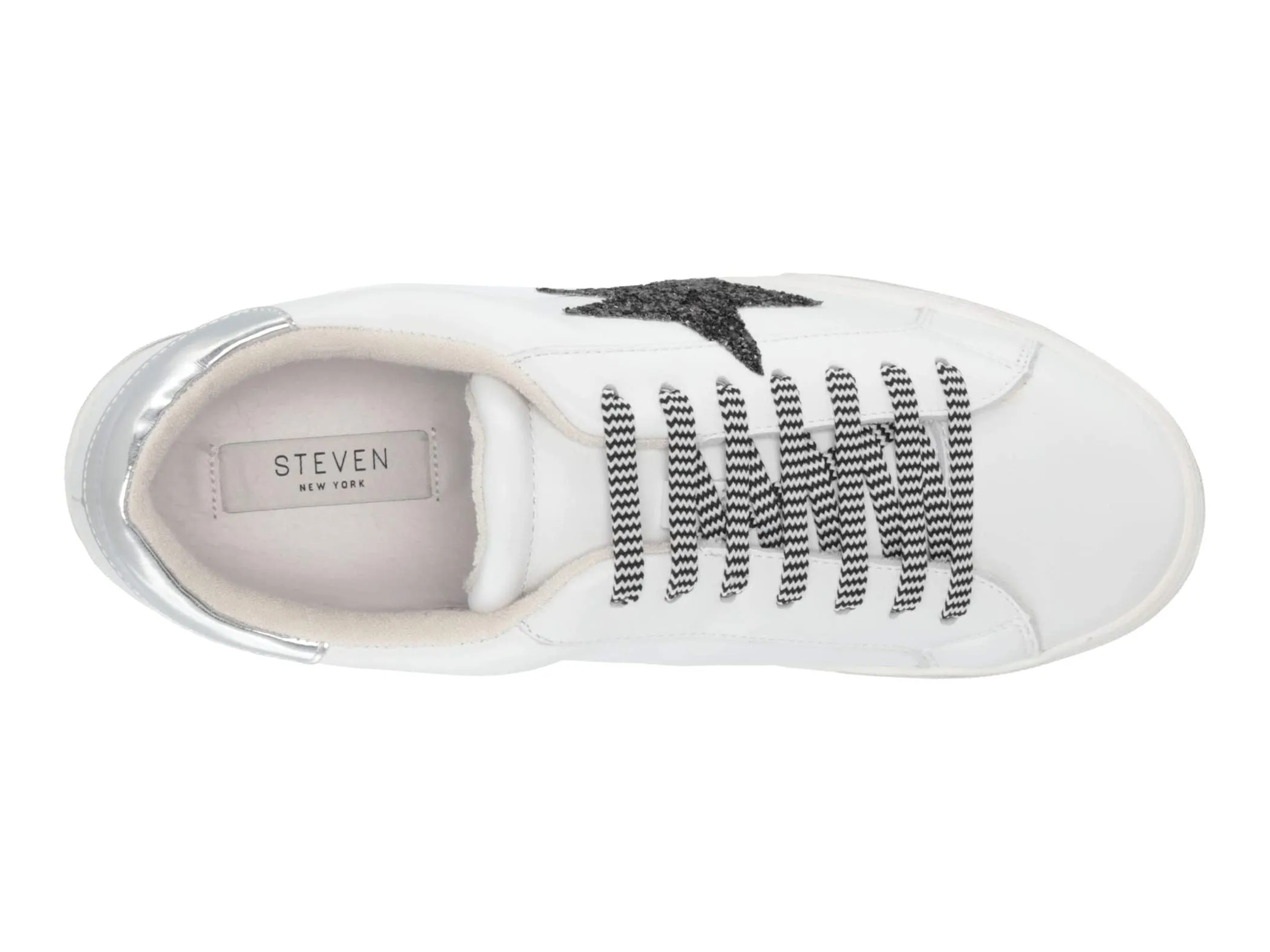 Steven By Steve Madden Rubie Star Lace up Sneaker White Multi Tennis Shoes (9.5, WHITE MULTI)