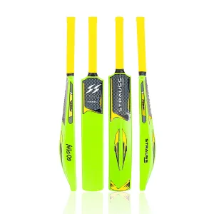 Strauss Cricket Combo Kit Set |Plastic/PVC Cricket Kit Set |Full Size|1 Bat   1 Ball  3 Stumps  2 Bails   1 Base | Color: Fluorescent Yellow | for All Age Groups | Tennis & Synthetic Ball Cricket Kit