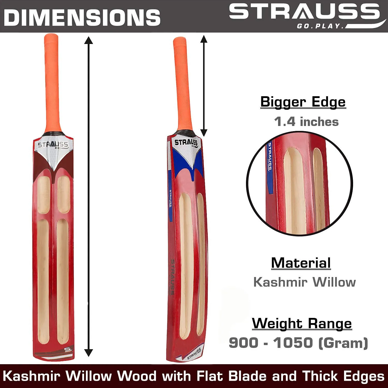 Strauss Master Scoop Tennis Cricket Bat,Full Duco, Red, (Singapur Handle)