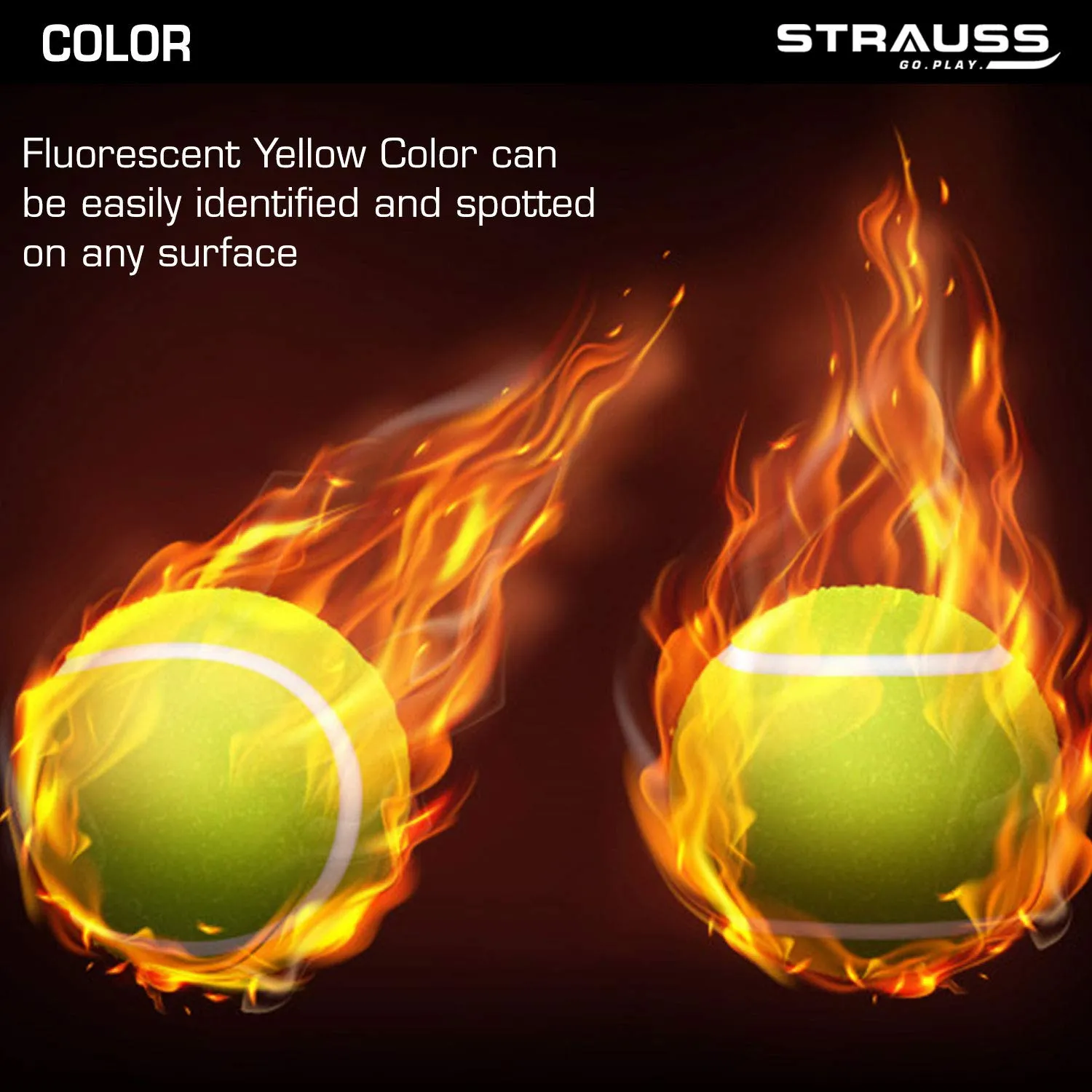 STRAUSS Tennis Cricket Ball, (Pack of 3) (Light Weight)