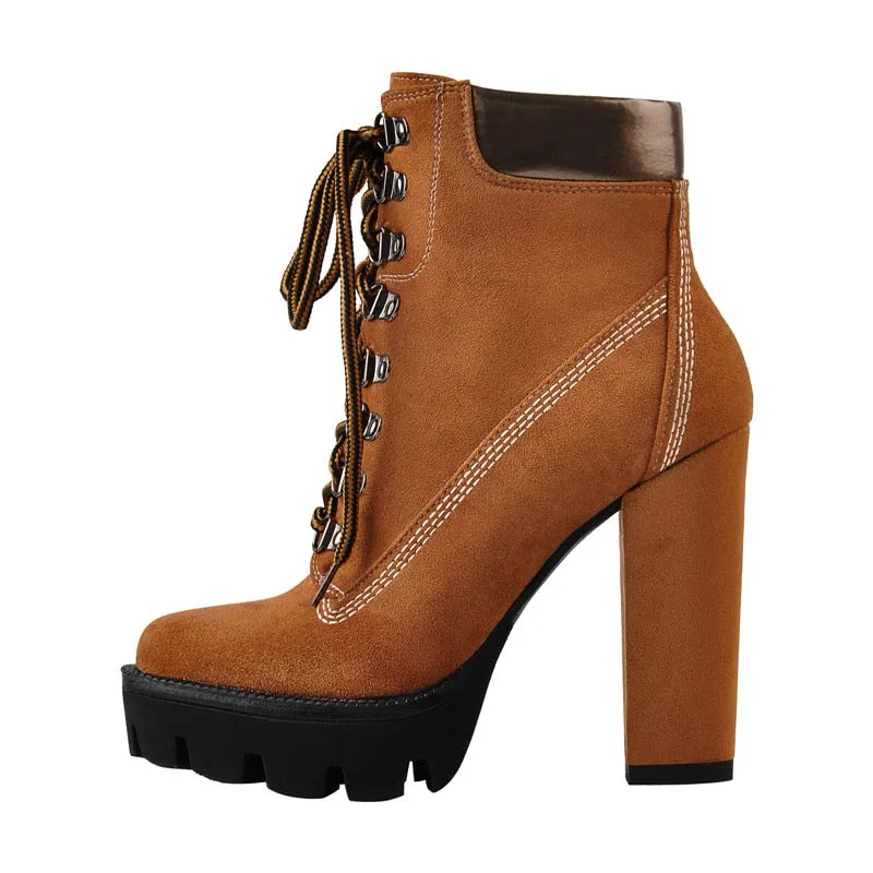 TEEK - Chunky Canvas Heel Ankle Boots