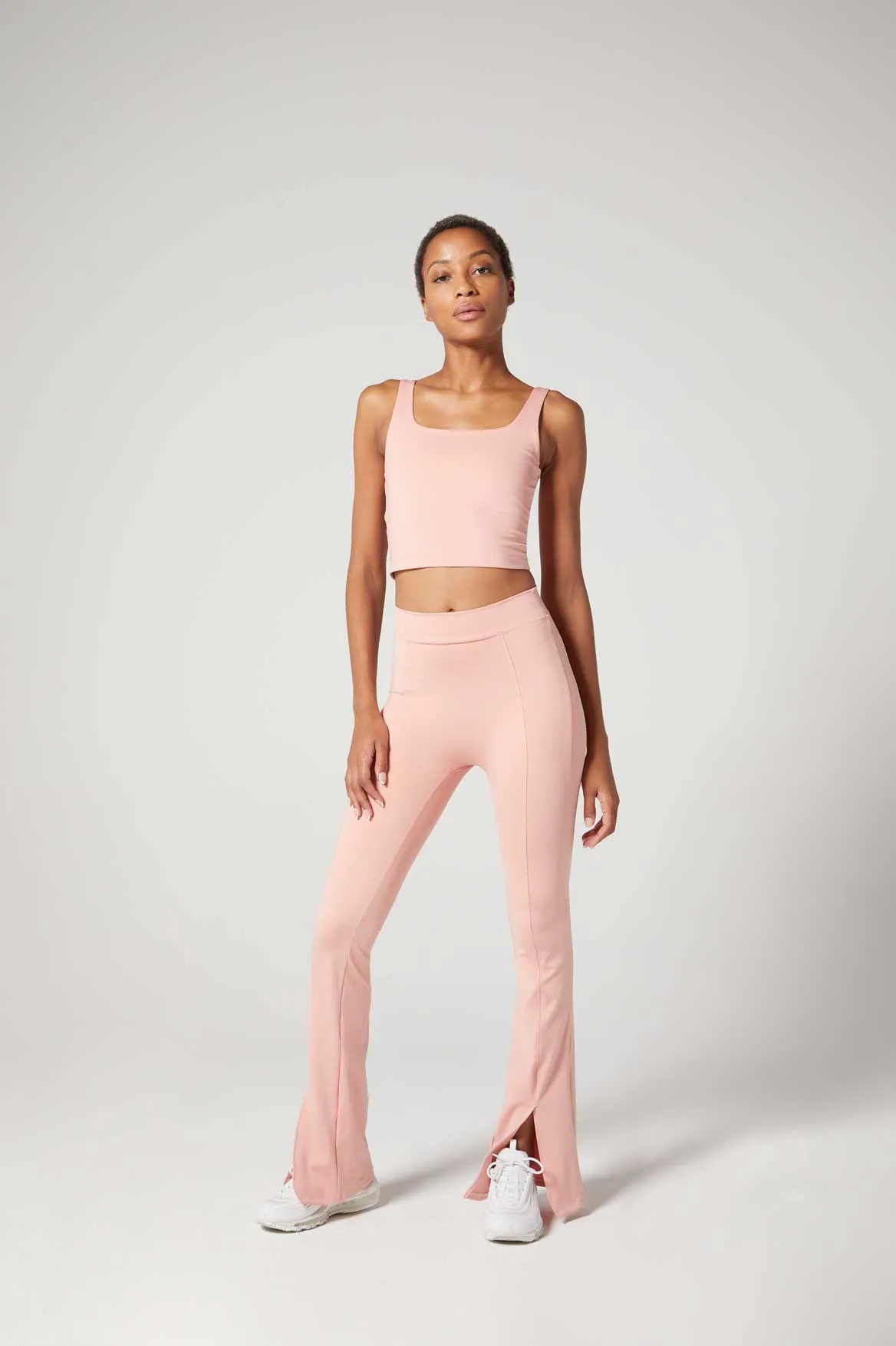 Teresa Slit Flare Rose Blush