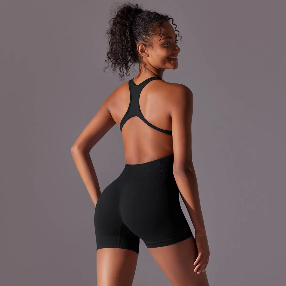 Tight Back Seamless Yoga Bodysuit Women Hip Lifting One Piece Sports Pilates Fitness Yoga Wear Women