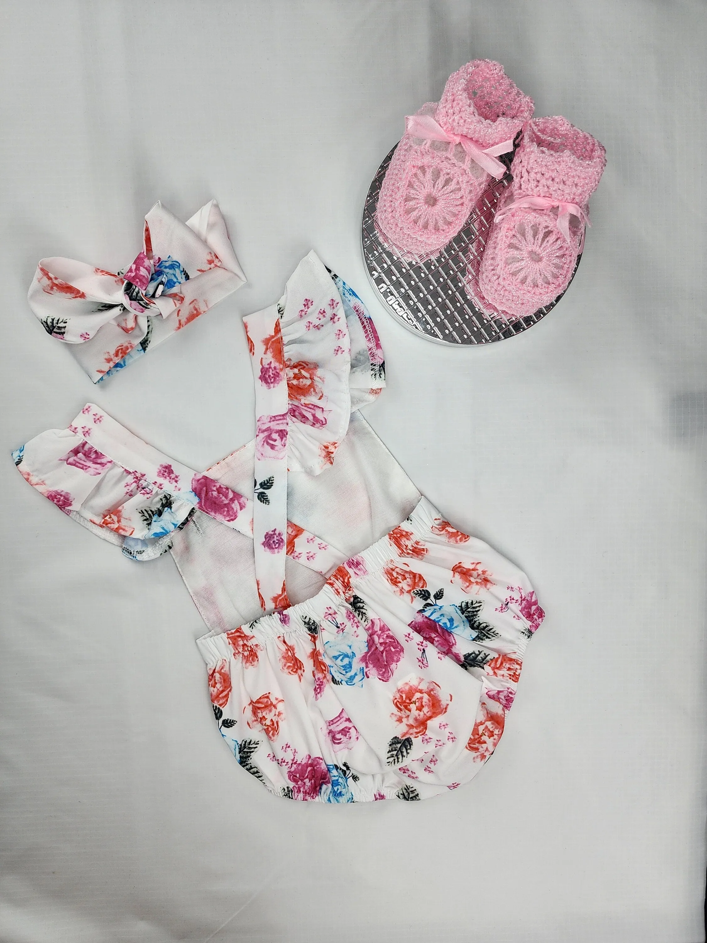 TrendyGirlNewborn Set,Baby Clothes Baby Romper Ruffled with Headband,Baby Clothes 2pcs,Baby Clothing,Birthday Set,Baby Shower Gift,Stylish