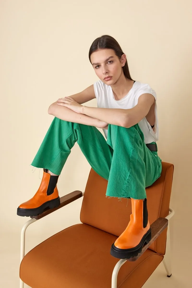 Trixy Orange Chelsea Boots