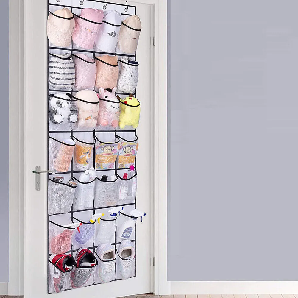 US 28 Pockets Over The Door Shoe Organizers Hanging Flip Flops Bedroom Fashion