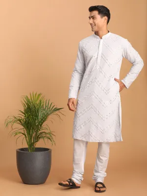 Vastramay Aqua Blue Mirror Kurta Set