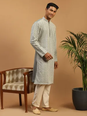 Vastramay Grey Chikankari Kurta Set