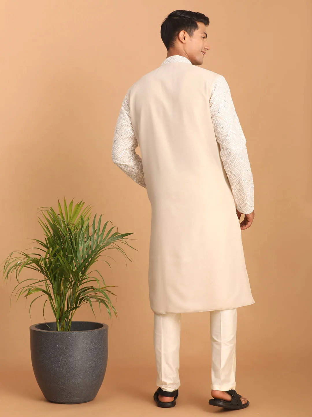 Vastramay Grey Mirror Work Ethnic Kurta