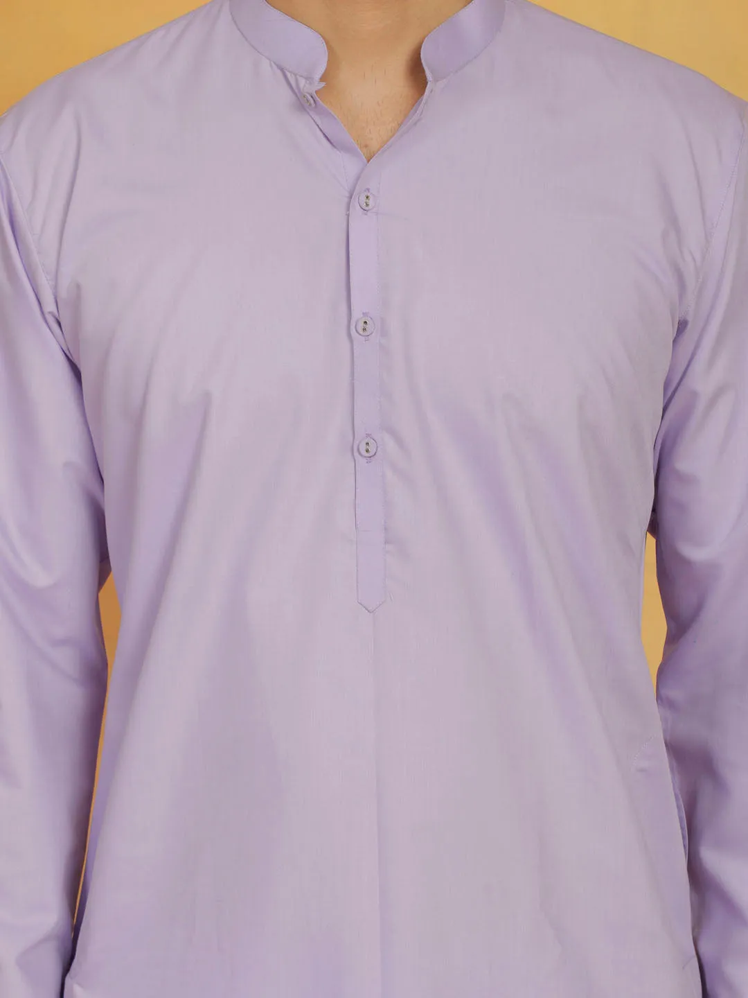 VASTRAMAY Lavender Cotton Silk Kurta Pyjama Set