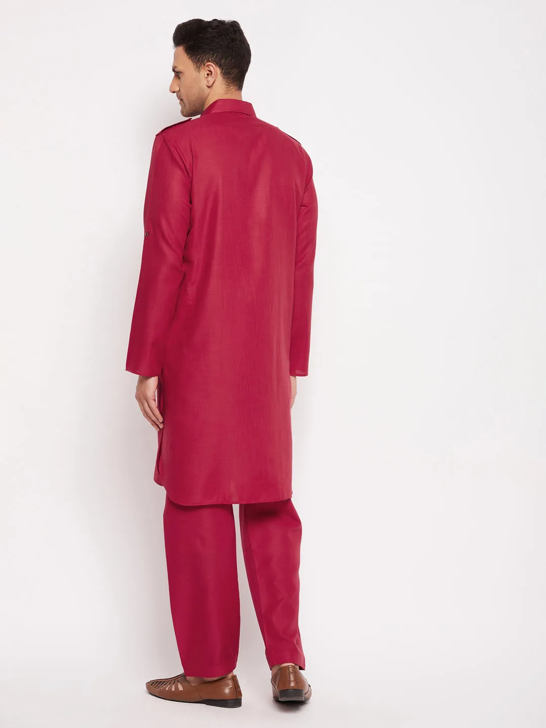 VASTRAMAY Maroon Pathani Suit Set