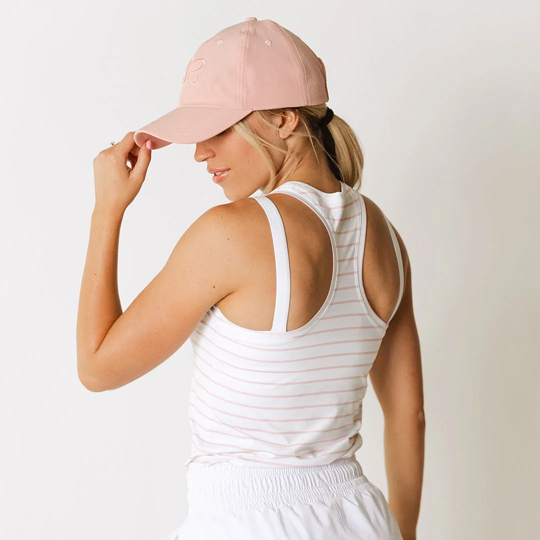 Venus Tank, White with Pink Bliss Stripe