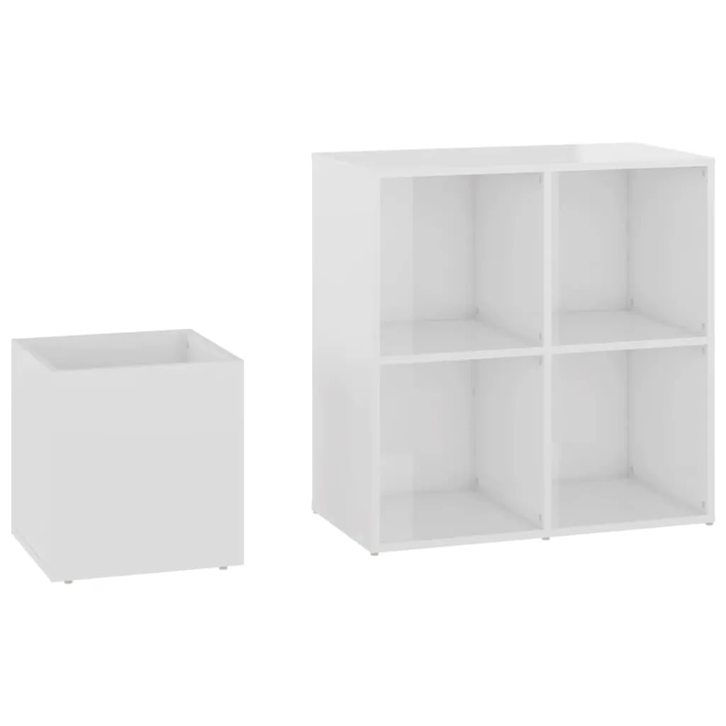 vidaXL Hall Shoe Cabinet High Gloss White 105x35.5x70 cm Engineered Wood