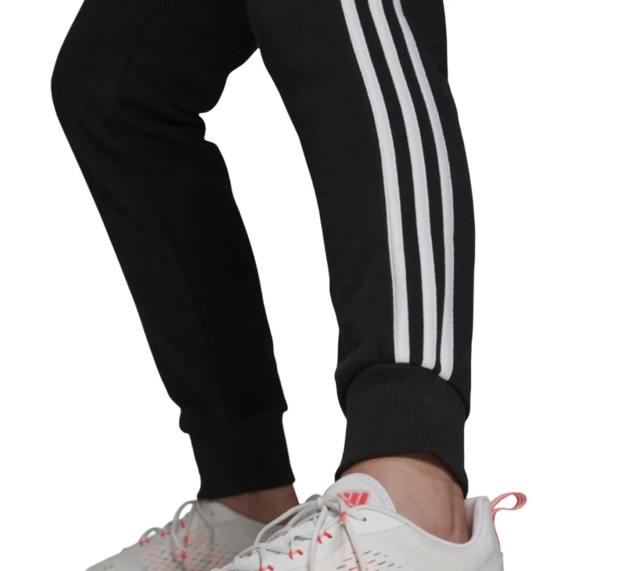 Womens Adidas Essentials French Terry Logo 3-Stripes Black/ White Pants