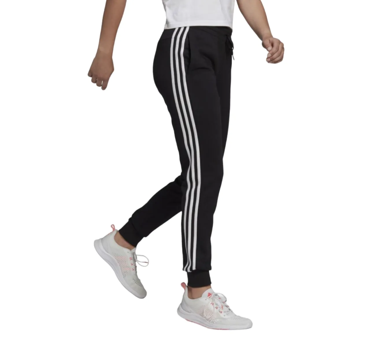 Womens Adidas Essentials French Terry Logo 3-Stripes Black/ White Pants