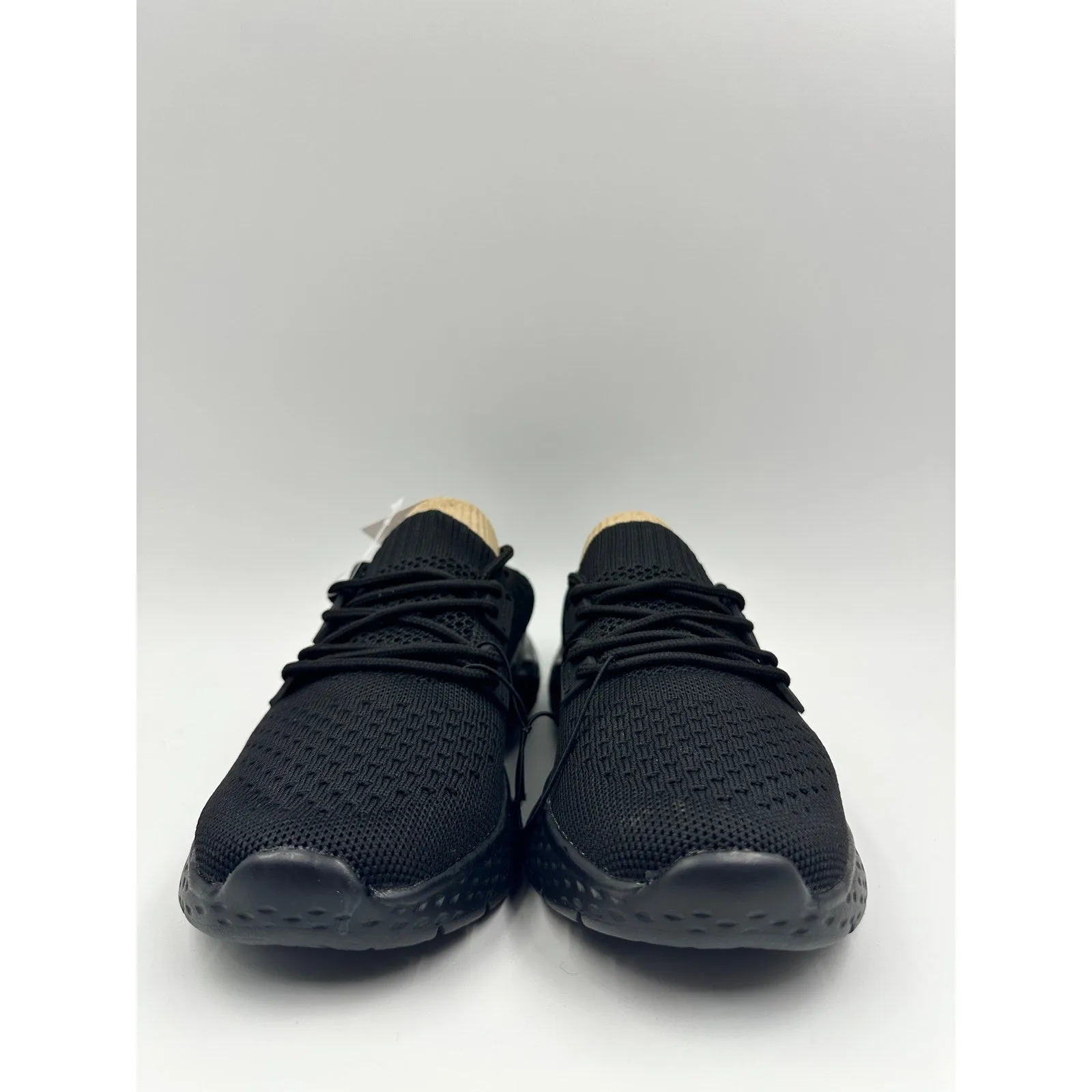 Women's Size 5, All Black Knit Slip-on Sneakers with Laces and a Foam Sole