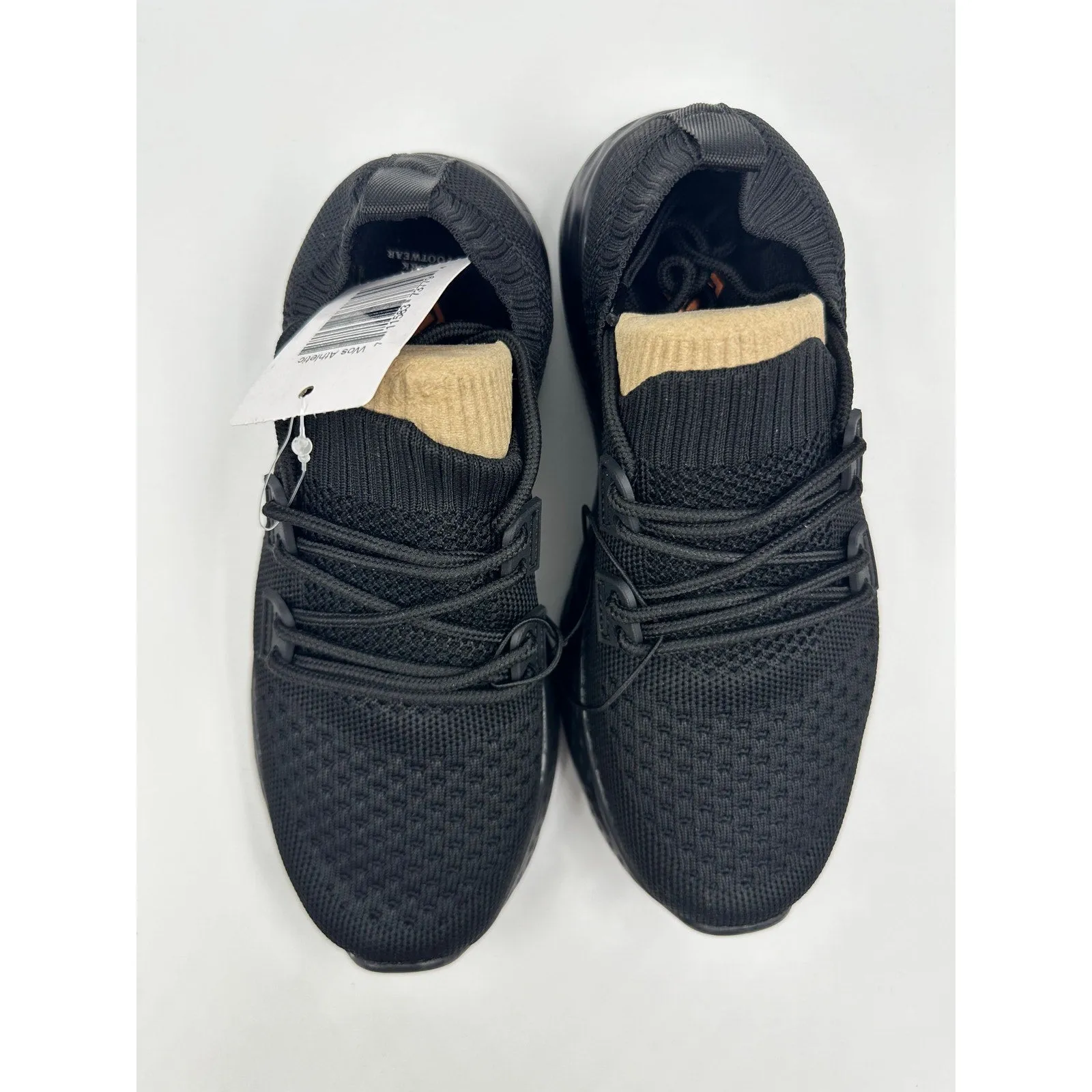 Women's Size 5, All Black Knit Slip-on Sneakers with Laces and a Foam Sole