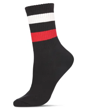 Women's Thick Tennis Stripe Cotton Blend Crew Sock