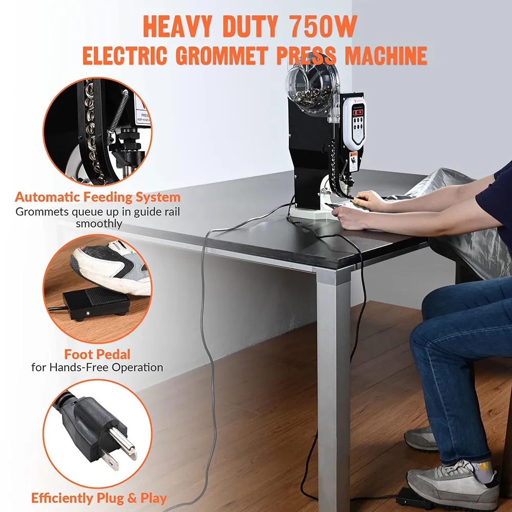 Yescom #2 Auto Grommet Press Machine with Foot Press 750W 110V