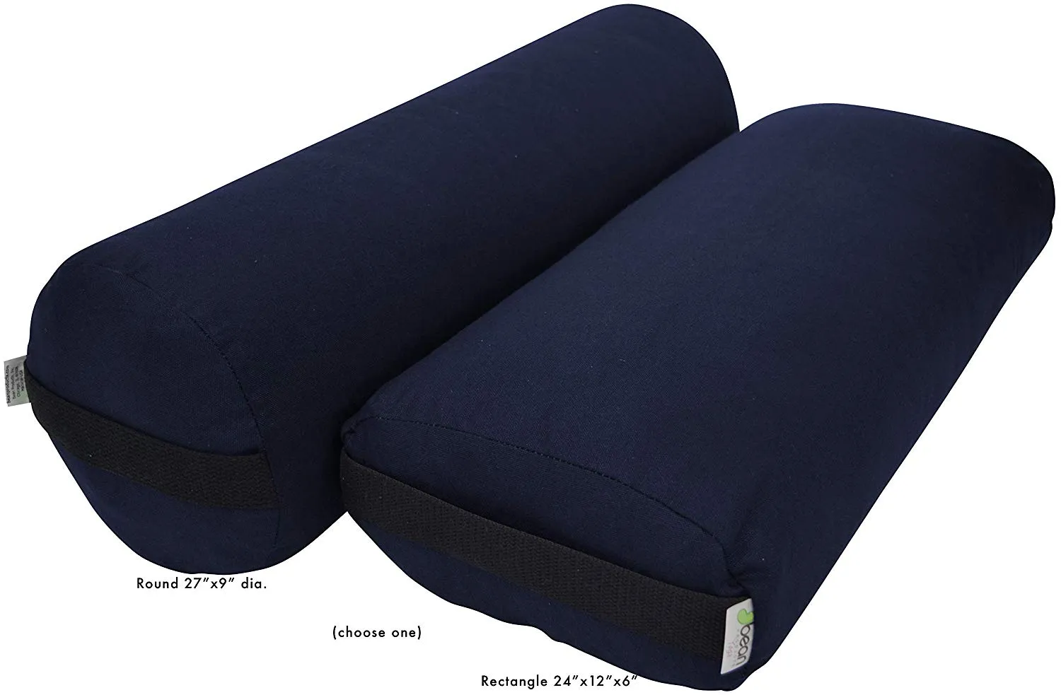 Yoga Bolster Rectangle Round Pranayama - All Cotton - Professional Studio Quality