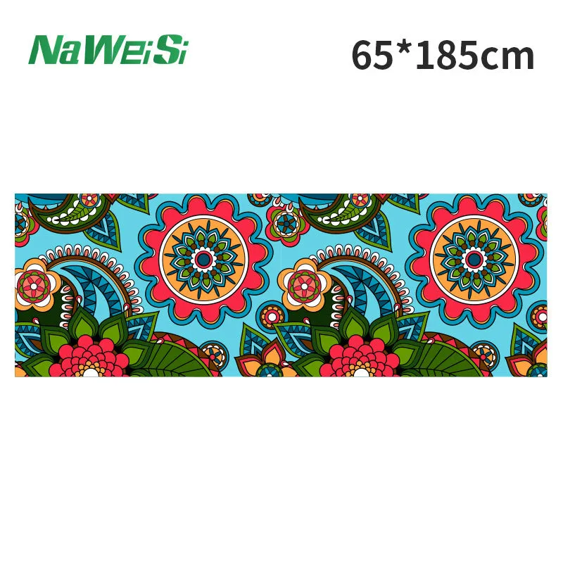 Yoga mat towel double-sided velvet yoga fitness isolation mat non-slip printed folding portable sports mat towel